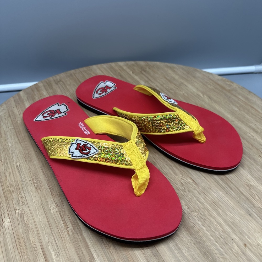 Kansas City Chiefs Flip Flops Womens Large 8